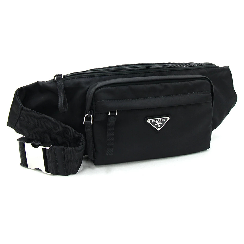 Prada Body Belt Bum Crossbody Bag Black Shoulder Crossbody Triangle